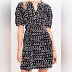 Loft Eyelet Texture Puff Sleeve Dress